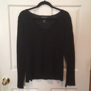 Sheer black bead trimmed sweater